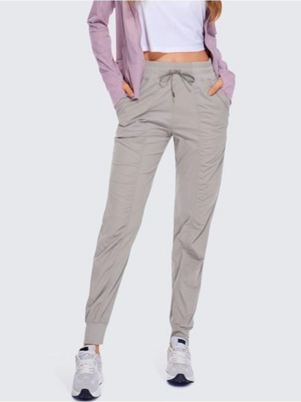 CRZ Yoga Lightweight Dance Joggers Dark Chrome Gray/ tan sz L